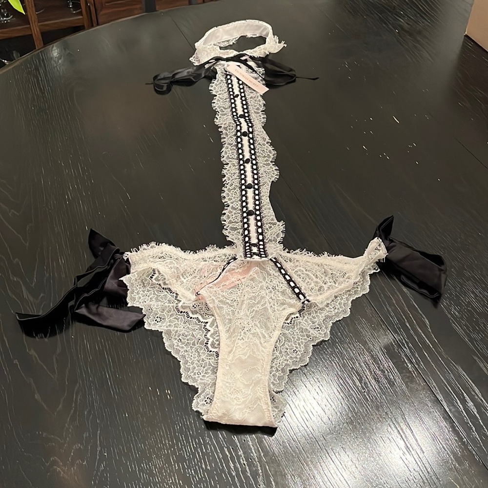 Victoria Secret lingerie. Black and white tuxedo.